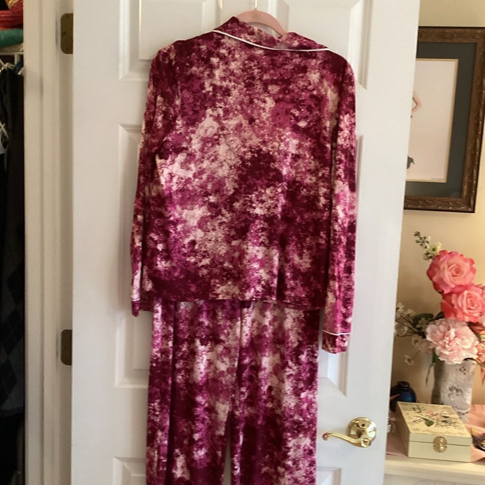 NWT JENNI brand/Macy’s women’s two-piece pajama set pink and wines size XS S M - Picture 2 of 16